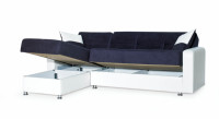 Ensemble de canapé-lit d'angle en forme de L moderne avec revêtement en tissu, design ergonomique confortable pour salon et hôtel