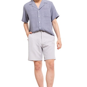 Shorts Bermuda en Coton Oxford Noir pour Homme, Taille Mi-Haute Élastique, Respirant, Décontracté avec Poches, Style Uni Tissé - Product Image 3
