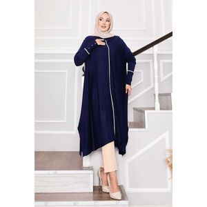 เสื้อถักลายทางสีน้ำเงินเข้มสง่างามมีกระดุมสำหรับฤดูใบไม้ร่วง - Product Image 4