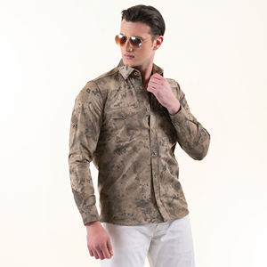 Camisas con botones personalizadas para hombre, etiquetas lisas, informales, Vintage, de verano, estampadas, de manga larga, con cuello cubano, hechas en Turquía - Product Image 1