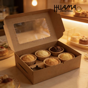 Boîtes à cupcakes en papier kraft personnalisées en gros avec fenêtre, tailles variées (1/2/4/6/8/12 trous), emballage de desserts recyclable pour boulangerie - Product Image 2
