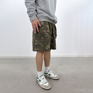 Pantalones cortos holgados de camuflaje para hombre de alta calidad, pantalones cortos de algodón personalizados, logotipo personalizado, lavado de arena, cierre de cordón, estilo Hip Hop - Product Image 3