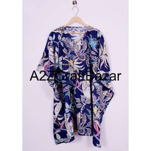 Vestido Kaftan Ecológico 100% Algodón, Cuello en V, Manga Corta, Ajustado, Estampado Floral, Corte Regular, Tejido Transpirable - Product Image 6