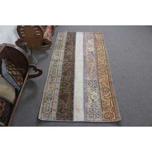 Tapis d'appoint vintage 2,8 x 5,7 pieds, tapis abstrait turc brun - Product Image 1