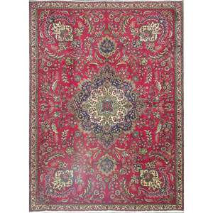 One Of The Kind Hand-Knotted Persian <b>Wool</b> Rug _ Luxurious Vintage Design, 9'5 x 6'6, Artisan <b>Crafted</b> - Product Image 1