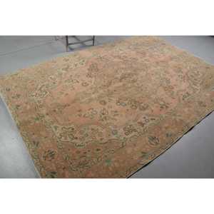 6.2x9.4 ft Rug, Turkish Vintage Rug, <b>Brown</b> Blue Abstract <b>Wool</b> Rug - Product Image 2