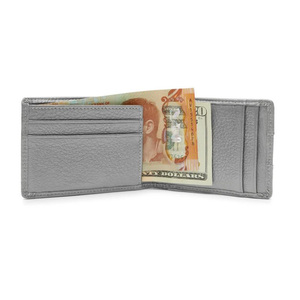 Porte-cartes ADORA unisexe en cuir véritable de haute qualité, fin, gris, portefeuille décontracté à deux volets, options personnalisables pour les cartes - Product Image 3