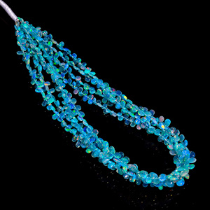 Ópalo, cuentas de ópalo azul etíope, cuentas de piedras preciosas de corazón de fuego múltiple para la fabricación de joyas, cuentas lisas de corazón de piedras preciosas de ópalo de fuego Welo - Product Image 1