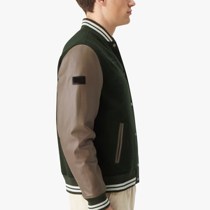 Vestes universitaires personnalisées en laine avec manches en cuir véritable, vêtements d'hiver élégants et stylés pour hommes - Product Image 5