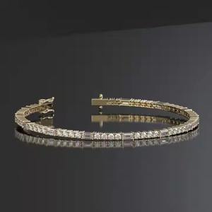 Bracelet de tennis en diamant rond de laboratoire pour femmes et hommes Bracelet en diamant émeraude en or massif 14k Bracelets et bracelets en diamant - Product Image 1