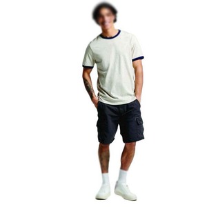 Camisetas de algodón para hombre de talla grande con logotipo personalizado, cuello redondo, transpirable, secado rápido, cuello en contraste, manga corta - Product Image 6