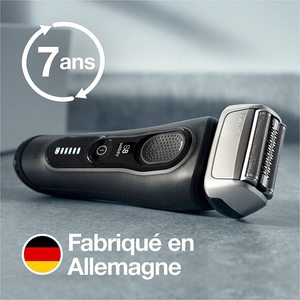 Rasoir électrique rotatif sans fil rechargeable pour homme, noir, avec tondeuse, tête flexible, étanche IPX7 pour le visage - Product Image 5