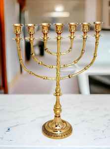 Ménorah en laiton massif de style temple personnalisé, 21 pouces de haut, Hanoucca, Chanoucca, meilleur des décorations, judaïca, chandelier juif - Product Image 3