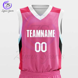 Conjunto de uniforme de baloncesto impresión por sublimación alta calidad nuevo diseño personalizado nuevo color rosa - Product Image 5