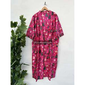 Robe Kimono en Coton Tissé à Imprimé Floral pour Nuit d'Été Indienne, Fourniture ODM, Peignoir Familial et de Demoiselle d'honneur pour la Maison et le Bain - Product Image 1