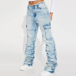 Pantalones vaqueros holgados personalizados para mujer, pantalones holgados ligeros estampados para niñas, pantalones vaqueros transpirables a la moda de estilo callejero para mujer - Product Image 5