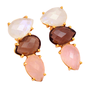 Joyería de plata 925 genuina hecha a mano con forma de pera, conjunto de pendientes de tuerca multipunta, diamante, Plata sólida, chapado en oro, patrón de gota, aro - Product Image 2