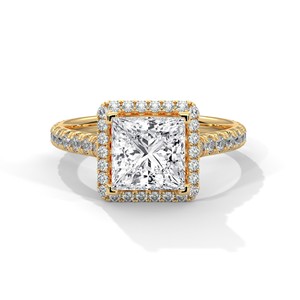 2.0ct Princess Cut Moissanite Halo <b>Solitaire</b> <b>Ring</b> 925 Sterling <b>Silver</b> Engagement Band - Product Image 2