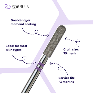 Broca de Diamante para Uñas, Cilindro Redondeado, Marca Privada OEM, Fórmula Profi, 3.0mm, Violeta PRO - Product Image 2