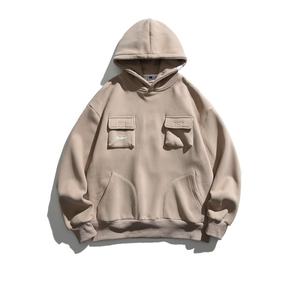 Ensemble sweat-shirt à capuche personnalisé Streetwear unisexe sweats à capuche en coton à impression bouffante sweats à capuche pour hommes - Product Image 2