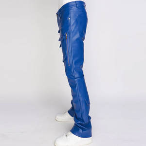 Fácilmente disponible en el mercado Pantalones de cuero para hombres Slim Fit Color sólido Aspecto elegante Pantalones de cuero para hombres - Product Image 2