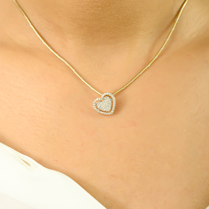 สินค้ามาใหม่จี้รูปหัวใจประดับเพชรแบบเต็ม100% ดูหรูหราเป็นธรรมชาติของขวัญครบรอบเครื่องประดับแวววาว K18แท้สีเหลืองทอง - Product Image 3