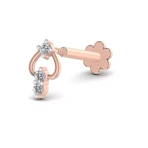 เข็มกลัดเพชรรูปจมูกแท้แบบ18kt 14K สีเหลืองทองเพชรโมอิสซาไนท์ - Product Image 1