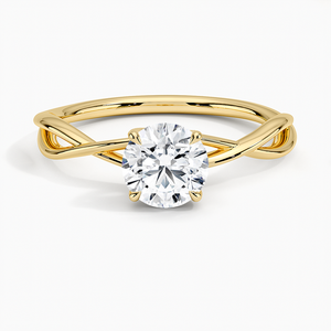 Bague de fiançailles solitaire torsadée en or massif 14 carats Simple de haute qualité bague de mariage en diamant cultivé en laboratoire pour ses bijoux en or personnalisés - Product Image 1