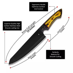 ชุดเชฟทำครัวสแตนเลสสตีล5ชิ้น, ชุดทำครัวเหล็กคาร์บอน8นิ้วปลอกหุ้มหนังสำหรับมีดไม้ - Product Image 3