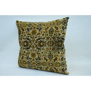 Almohada de lana beige de 28x28 pulgadas con estampado natural Kantha Patchwork Técnica tejida vintage - Product Image 3