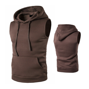 Custom logo <b>Sleeveless</b> Hoodies Sweatshirt Lightweight Breathable Polyester Cotton <b>Men's</b> Hoodie - Product Image 1