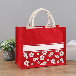 Eco-Friendly Jute Shopping <b>Tote</b> <b>Bags</b> <b>with</b> <b>Zipper</b> Closure and Hand Length Handle Letter Pattern for Women made in Viet Nam - Product Image 5