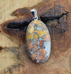 Colgante de Jaspe Malinga, Plata de Ley 925, Gema Ovalada, Joyería Hecha a Mano, Elegante Regalo para Mujer - Product Image 3