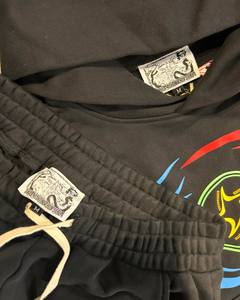 Conjunto de pantalones de chándal y Sudadera con capucha vintage lavado con ácido logotipo y parche bordado personalizado chándal desteñido al sol para hombre - Product Image 4