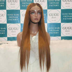 วิกผมแท้มีลูกไม้ด้านหน้าแบบไม่มีการแปรรูปผมทำจากหนังสีน้ำตาลน้ำผึ้งลูกไม้ใส - Product Image 1