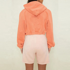 Sudadera con capucha de algodón con cremallera completa y logotipo personalizado para mujer, ropa de calle francesa de felpa con cuello con capucha, sudadera de invierno, posición frontal del logotipo - Product Image 3