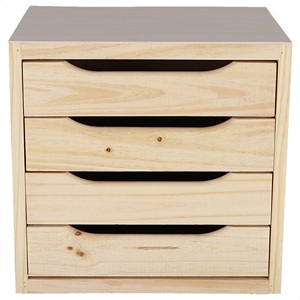Cassettiera WELL HOME a 4 cassetti, finitura non verniciata, 39x30x37cm - Product Image 1