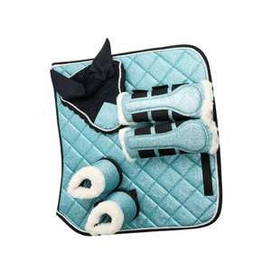 TARIQ MFG CO-Ensemble d'équitation de luxe avec coussin de selle matelassé scintillant et filet d'oreille assortis - Product Image 3