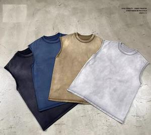 Custom Logo Vintage Gym Clothing High Quality Fitting 100% Cotton 275 GSM Cut Off Shirt Acid <b>Wash</b> Sleeveless <b>Mens</b> Tank Tops - Product Image 1