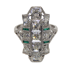 แหวนทองคำขาว2.75ct และมรกตประดับพลอยเทียมชุบทองโรเดียมสำหรับงานแต่งงาน - Product Image 5