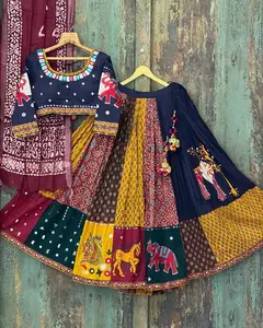 流行的重天赋Lehenga Choli印花lehenga choli eith工作衬衫印度stype lehenga choli由meetali创作