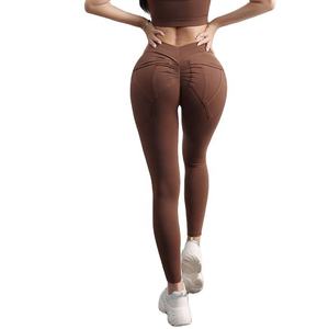 Mallas de gimnasio de compresión transpirables sin costuras de cintura alta estilo informal entrenamiento de secado rápido logotipo antibacteriano tejido agradable a la piel - Product Image 2