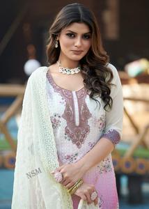 Ropa de fiesta de diseñador de calidad superior Exclusivo Último Georgette con trabajo manual y pantalón Kurti con estampado digital y Dupatta - Product Image 6