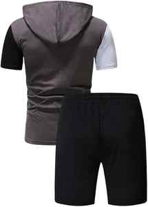 Vêtements d'été décontractés Vêtements pour hommes Ensemble deux pièces à capuche et short 100% coton Streetwear personnalisé sérigraphié avec logo Ensembles pour hommes - Product Image 2