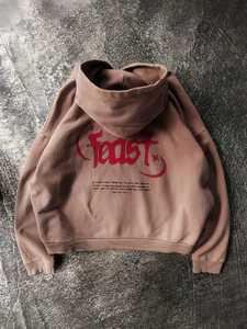 Sudadera con capucha unisex con cremallera y estampado personalizado de forro polar de algodón pesado para hombre - Product Image 3