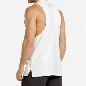 Camisetas sin mangas de gimnasio para hombre, talla XL, algodón transpirable, fibra de bambú, Color sólido con estampado de estilo callejero, Camiseta de punto de talla grande - Product Image 5