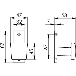 Door Handle AMF 495 <b>Light</b> Alloy F1 Silver Straight Angular Fixed Width 47mm Height 45mm - Product Image 3