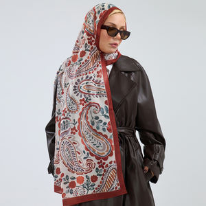 Chal Pashmina Ligero para Mujer con Textura de Algodón y Estampado Floral Paisley Bohemio, Suave al Tacto - MonaScarfs All - Product Image 1