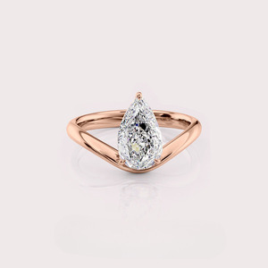 Anillo de Compromiso con Diamante Cultivado en Laboratorio con Certificación IGI, Corte Pera, Oro Amarillo/Rosa y Amarillo de 9K, Diseño Cruzado - Product Image 1
