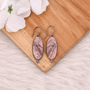 Malinga Jaspe Long Ovale Pierre Précieuse Fait à la Main Designer Laiton Noir Ruthénium Dangler Boucle D'oreille En Gros Bijoux En Laiton Bijoux - Product Image 2